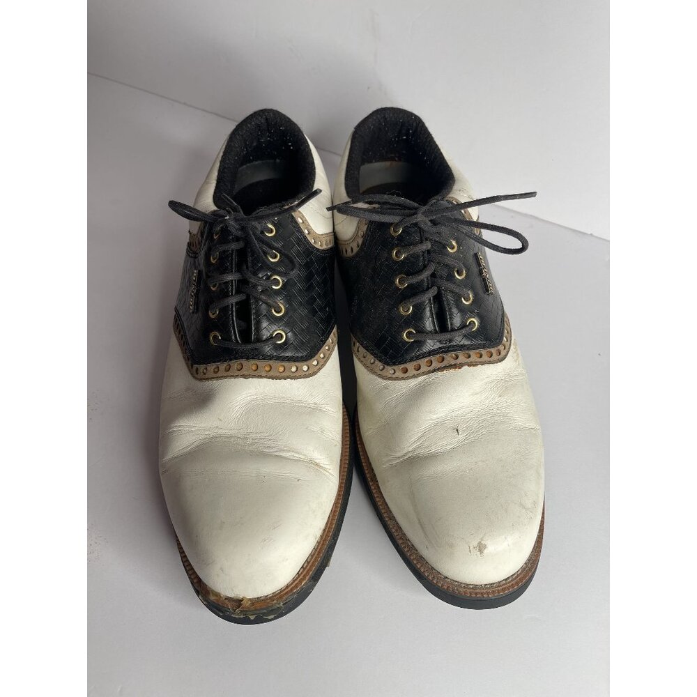 Dunlop Dry Classic Mens Leather Golf Shoes Size 12 M4750C‎ White and Brown